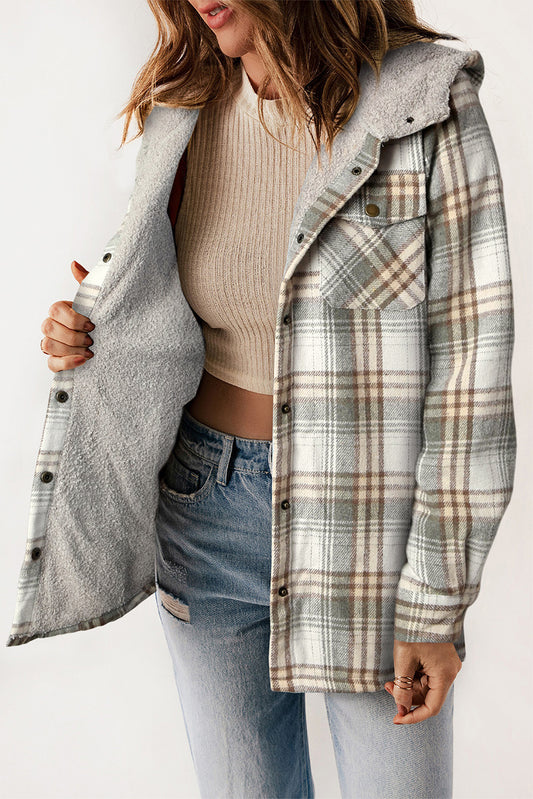 Sherpa Lined Hooded Gray Flannel Jacket | Ginger Bear Boutique