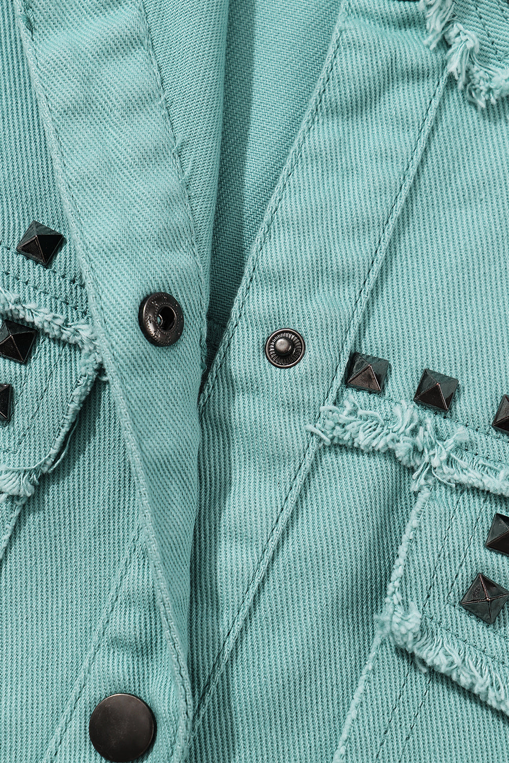 Vintage Green Frayed Trim Denim Jacket | Ginger Bear Boutique