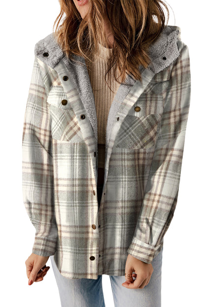 Sherpa Lined Hooded Gray Flannel Jacket