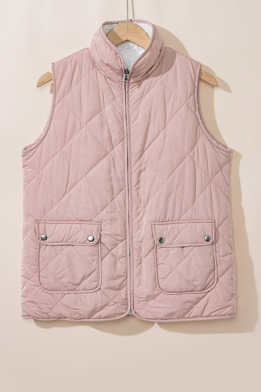 Pink Fleece Lined Quilted Vest - Double Sided | Ginger Bear Boutique