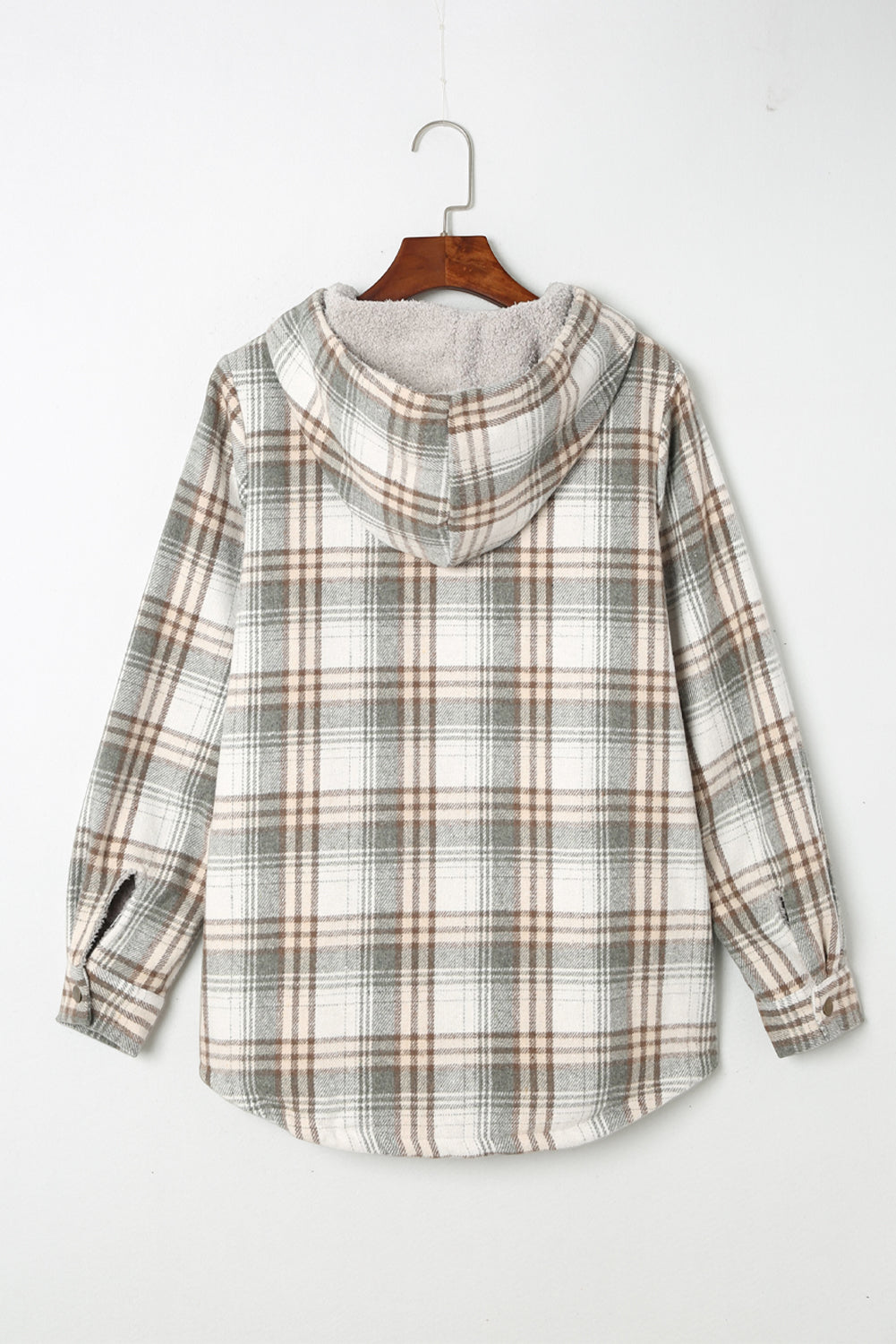 Sherpa Lined Hooded Gray Flannel Jacket | Ginger Bear Boutique