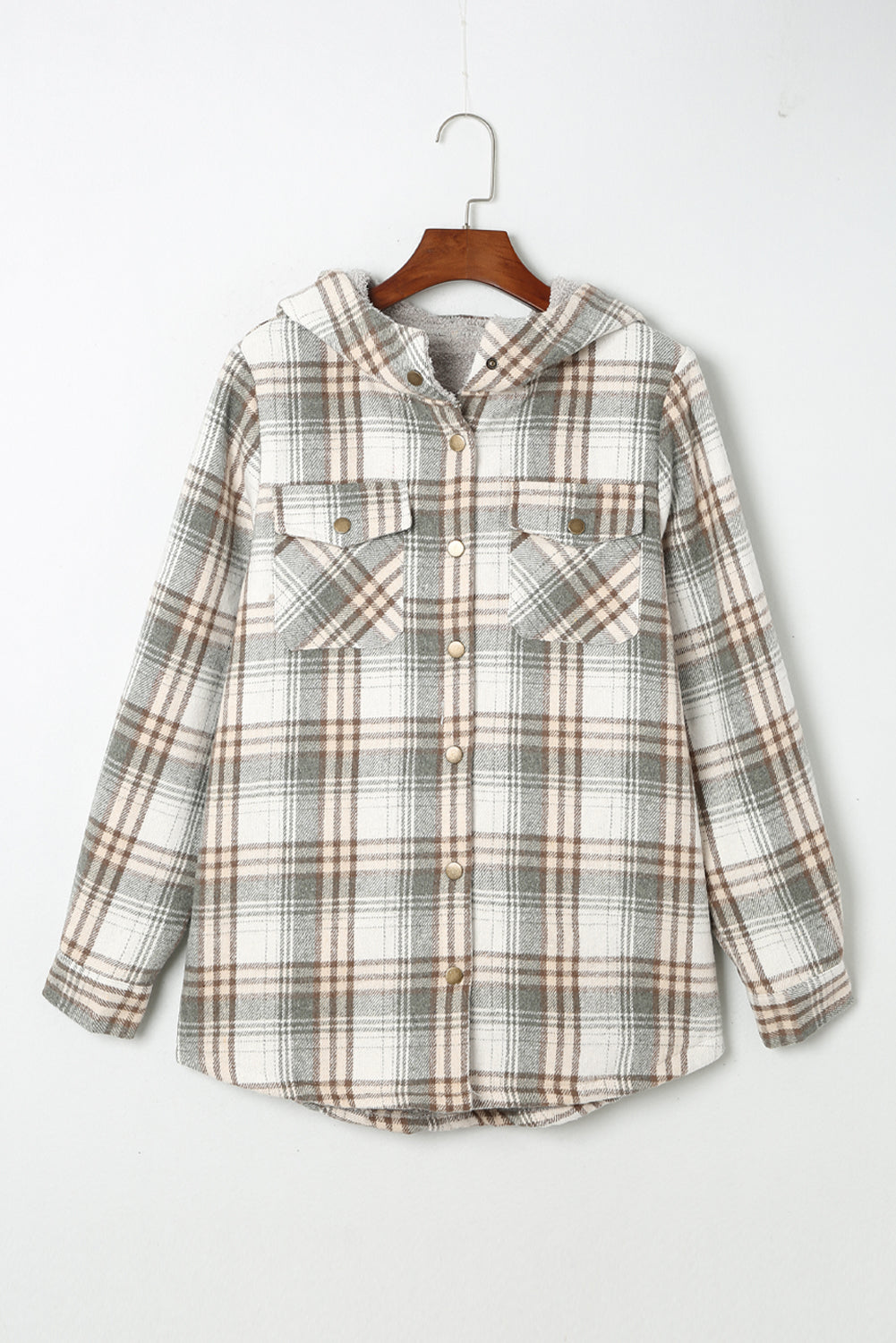 Sherpa Lined Hooded Gray Flannel Jacket | Ginger Bear Boutique