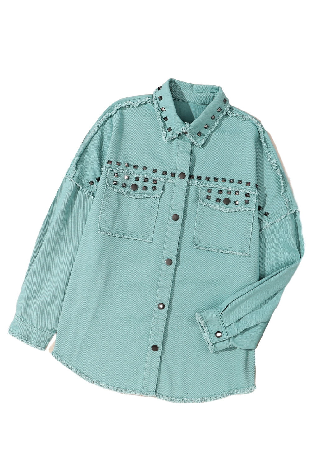 Vintage Green Frayed Trim Denim Jacket | Ginger Bear Boutique