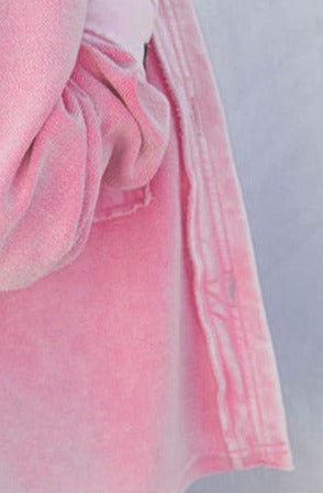 Pink Button-Up Jacket with Turn-Down Collar and Pockets