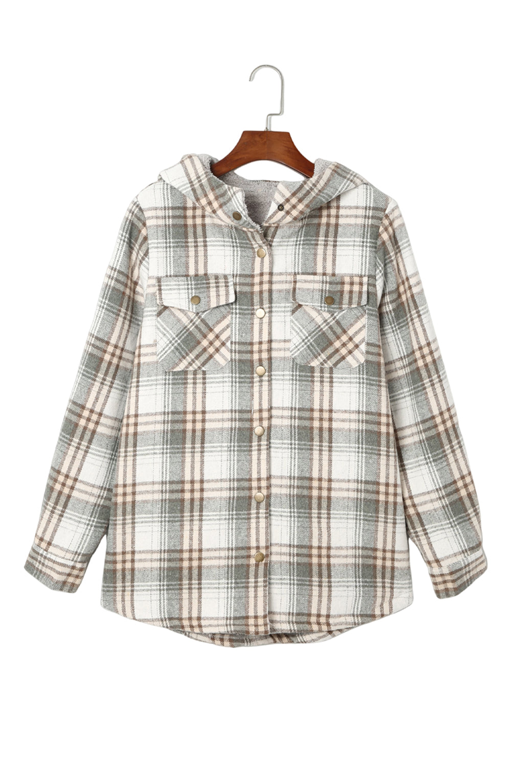 Sherpa Lined Hooded Gray Flannel Jacket | Ginger Bear Boutique