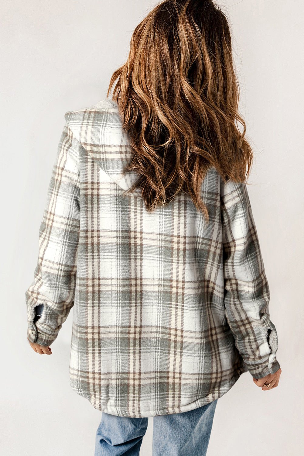 Sherpa Lined Hooded Gray Flannel Jacket | Ginger Bear Boutique