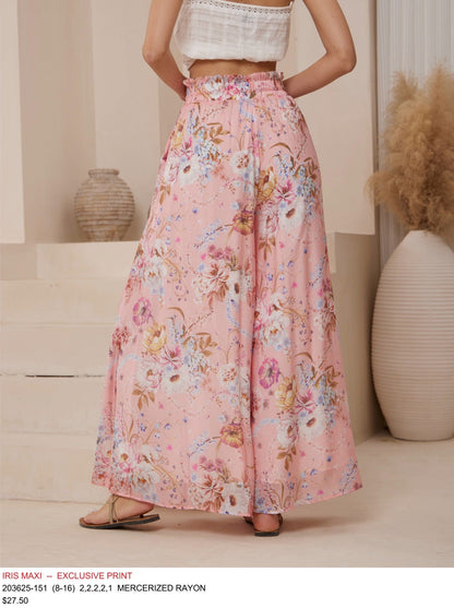 IRIS MAXI Beautiful Flower Pink Flowing Pants | Ginger Bear Boutique