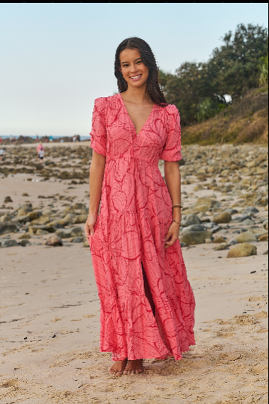 JAASE - Tessa Maxi Dress:  Rosella Print with adjustable tie waist