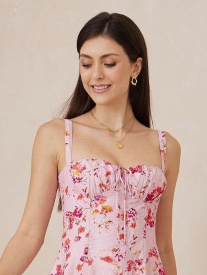 Beautiful Pink Floral Maxi Dress