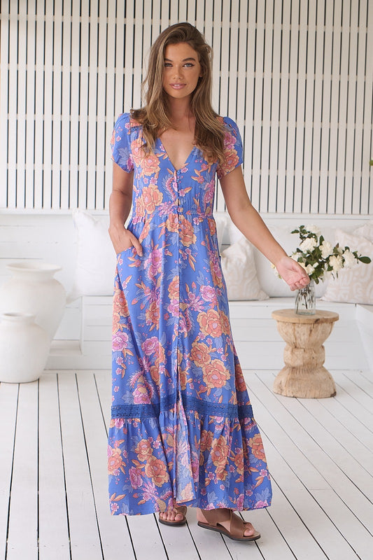 Cool and stylish Glastonbury Print JAASE Carmen Maxi Dress